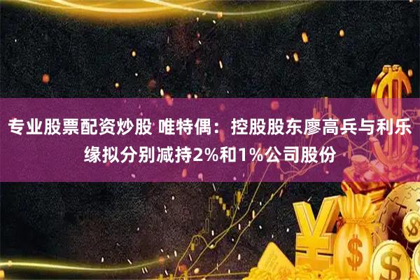 专业股票配资炒股 唯特偶:控股股东廖高兵与利乐缘拟分别减持2%和1%公司股份